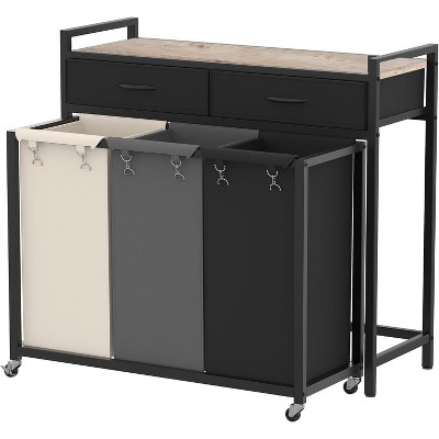 Heybly Laundry Hampers, 126L Laundry Basket with 3 Section Pull-Out Rolling Bags