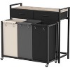 Heybly Laundry Basket,3 x 18.5 Gal Laundry Separator Hamper with Heavy Duty Rolling Wheels - 2 of 3