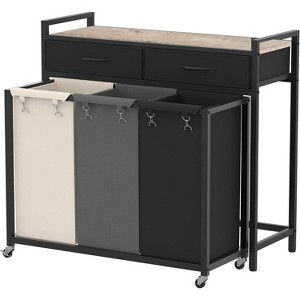 Heybly Laundry Hampers, 126L Laundry Basket with 3 Section Pull-Out Rolling Bags - 1 of 3