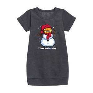 - Garfield - Have An Ice Day Graphic Short Sleeve Fleece Dress - 1 of 3