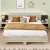 Queen/King Size Floating Platform Bed with LED Lights and Nightstands, Natural/White/Gray-ModernLuxe - 2 of 4
