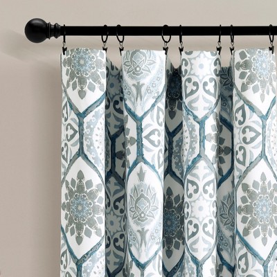 Blue Suzani Pattern Polyester Blackout Window Panels