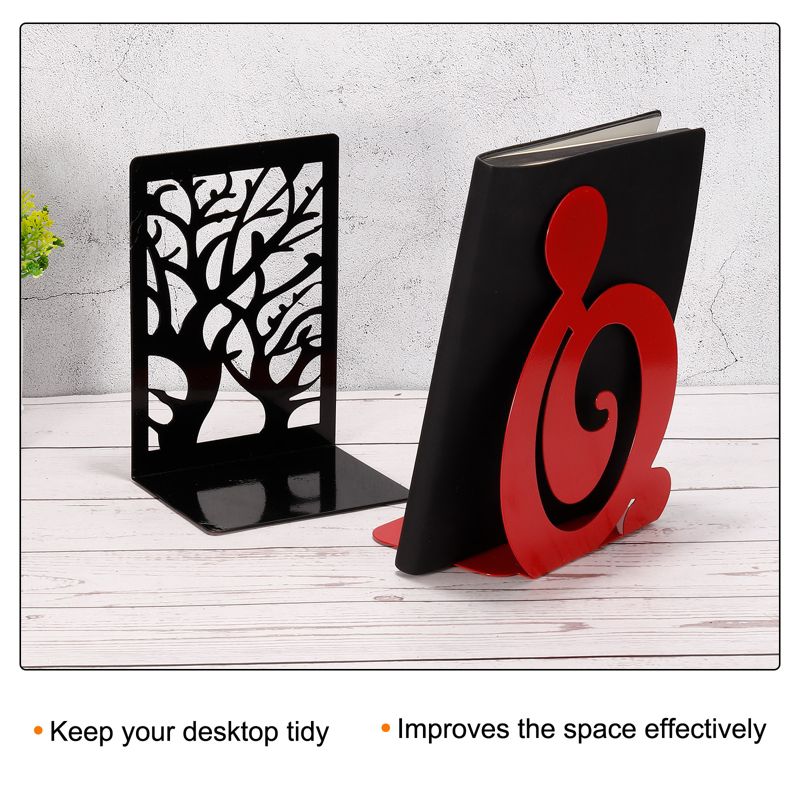 Unique Bargains Musical Note Shaped Metal Support Bookend for Home Office Stationery Storage, 5 of 6