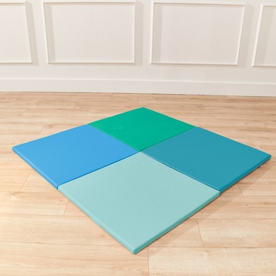 ECR4Kids SoftZone Blue and Green Activity Mat Squares, 4-Pack