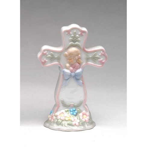 Kevins Gift Shoppe Ceramic Cross with Praying Girl Figurine - image 1 of 3