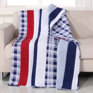 Greenland Home Fashions Nautical Stripes Throw, 100% Cotton Prewashed Quilt, 50"x60", Machine Washable and Durable - 1 of 4