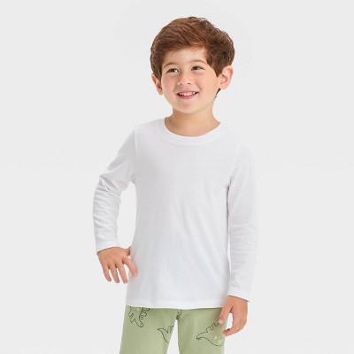 Image of Toddler Boys' Long Sleeve Solid T-Shirt - Cat & Jack™ White 2T