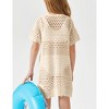 Girls Swim Cover Up Crochet Bathing Suit Cover Ups Short Sleeve Summer Beach Dress - 2 of 4