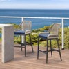 PURPLE LEAF Patio Sunbrella Bar Stools Set of 2 Handwoven Wicker Bar Height Stool Modern Aluminum Outdoor Wicker Barstools with Back and Cushion - 2 of 4