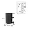 MaseiKar 32" H black bar-coffee cart, cabinet storage, with 4 wheels, 1 divided storage with 1 shelf, 1 folding door - 4 of 4