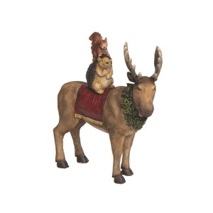 Transpac Resin 8.75 in. Multicolored Christmas Moose and Critter Figurine - 1 of 2