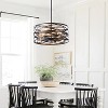 Dewdrop Modern Industrial Drum Pendant Light, Black & Gold Cage Chandelier for Kitchen Island - 2 of 4