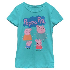 Girl's Peppa Pig Family Logo T-Shirt - 1 of 4