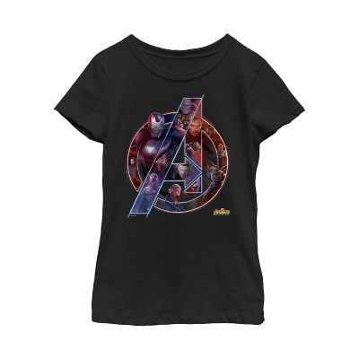 Girl\'s Marvel Avengers: Infinity Target T-shirt War Logo 