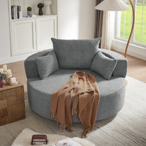 KTMBDW Swivel Accent Chair, Barrel Upholstered Fabric Barrel Sofa Chair with 3 Removable Pillows for Living Room - 1 of 4