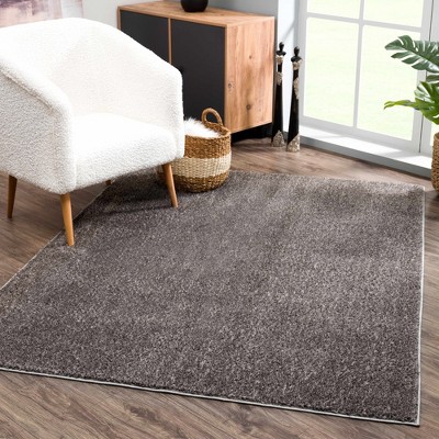 Hauteloom Judy Solid Dark Gray Washable Shag Rug