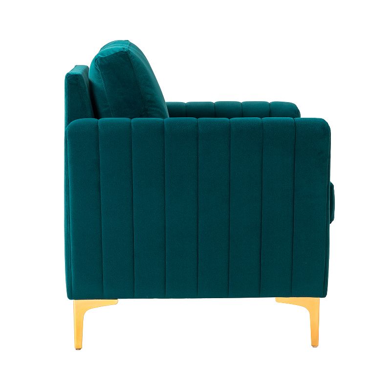 Iapygia Contemporary Tufted Wooden Upholstered Club Chair with Metal Legs  for Bedroom and Living Room Club Chair  | ARTFUL LIVING DESIGN, 3 of 11