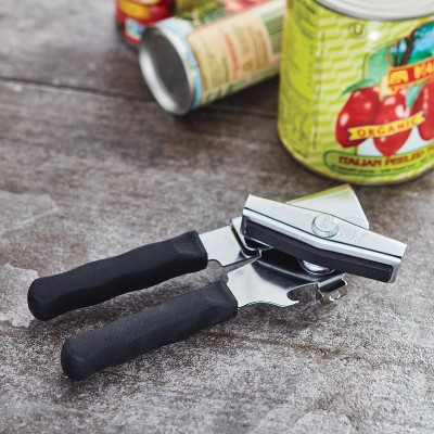 Ergo Black Stainless Steel Can Opener with Silicone Handles