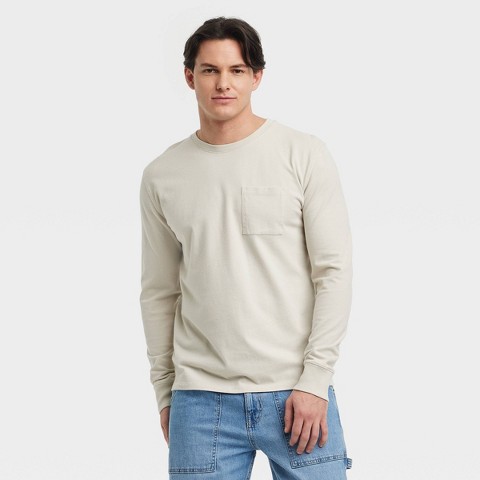 Мужские футболки Goodfellow & Co Men's Vintage Long Sleeve Pocket T-Shirt - Goodfellow & Co™ Light Beige S