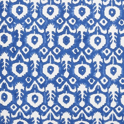 Blue Ikat Flower Block Print Cotton Square Throw Pillow
