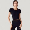 Anna-Kaci Active Women's Short Sleeve Open Back Crop Top with Twist Detail and Fitted Silhouette - 3 of 4