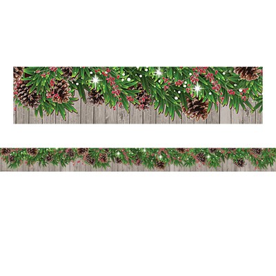 Teacher Created Resources Winter Pine Cones Straight Border Trim, 35 Feet (Pack of 6)