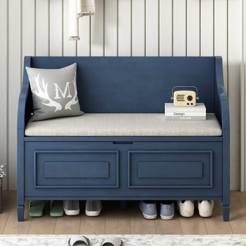 Whisen Rustic Style Entryway Multifunctional Storage Bench with Hidden Storage Space and Safety Hinge - image 1 of 4