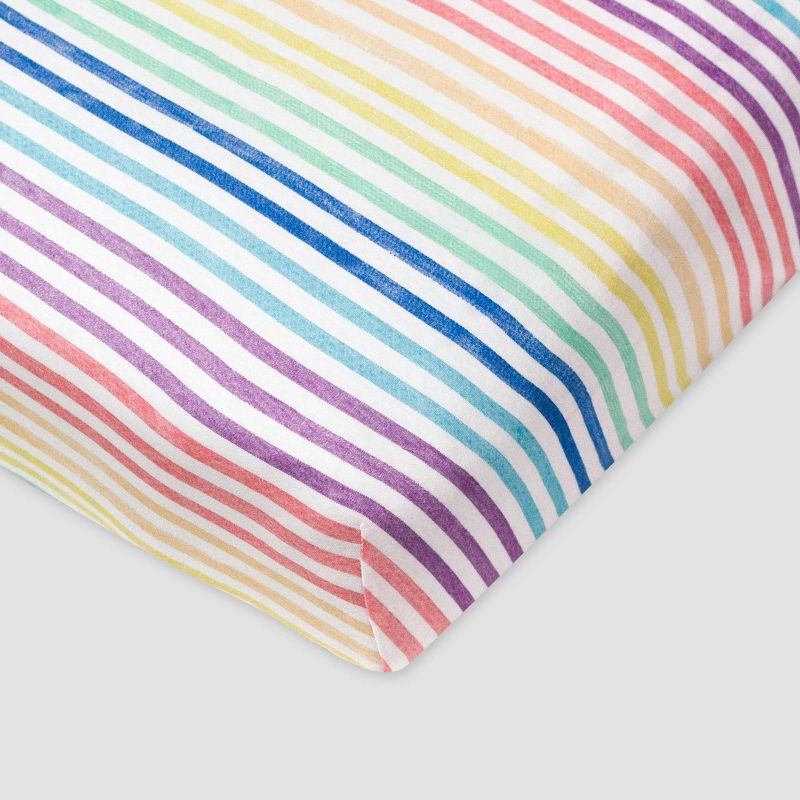 Honest Baby Organic Cotton Fitted Crib Sheet - Rainbow Stripe, 1 of 4