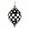 Huras Family Black And White Delight Teardrop Reflector - 1 Glass Tree Ornament 6.0 Inch, Glass - Hand Painted Modern Vintage Style BW973 6.5 Inch - 2 of 3