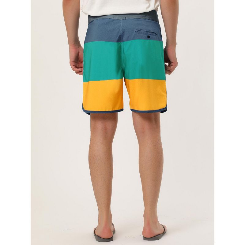 Lars Amadeus Men's Striped Beach Shorts Color Block Swimming Drawstring Board Surfing Shorts, 5 of 7