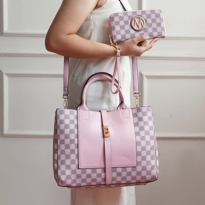 MKF Collection Satchel Vegan Leather Bag Circular Print with Wallet 2-Piece Set, Yuliana | MKF Collection by Mia K – Pink — фото 2