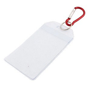 Unique Bargains Aluminum Carabiner Plastic Clear Red Badge Holder 6 x 11 cm 1 Pc - 1 of 4