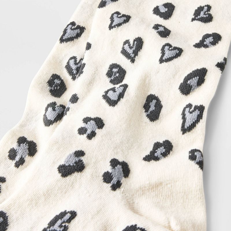 Girls' Cotton Heart Leopard Printed Tights - Cat & Jack™ Cream, 4 of 5