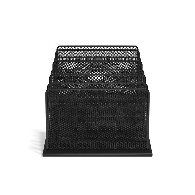 Matte Black Metal Mesh 7-Compartment File Organizer