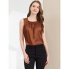 Allegra K Women's Satin Round Neck Sleeveless Work Office Pleated Blouse - 2 of 4
