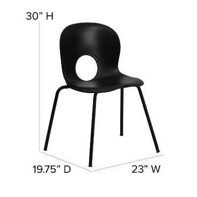 Versatile Black Plastic Contoured Cafe Chair with Stacking Design