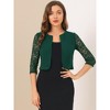INSPIRE CHIC Women's Work Floral 3/4 Lace Trim Sleeves Open Front Bolero Shrug - 4 of 4
