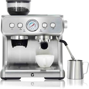 COZONY 20-Bar Stainless Steel Espresso Machine with Grinder, 2.8L Removable Tank, Steam Wand, Adjustable Shots - 1 of 4
