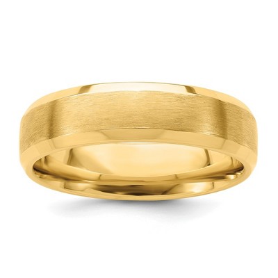 Black Bow Jewelry 6mm 14K Yellow Gold Brushed Beveled Edge Comfort Fit Band