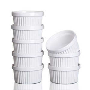 8-Pack 8oz Porcelain Ramekins - Oven/Dishwasher Safe Ceramic Cups for Baking Creme Brulee/Souffle/Serving Dips - 1 of 4