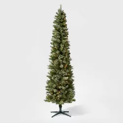 7.5' Pre-Lit Pencil Virginia Pine Artificial Christmas Tree Clear Lights - Wondershop™