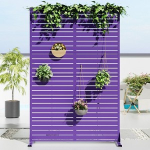 PexFix 72 in. x 47 in. Purple Metal Freestanding Privacy Screen Garden Fence For Deck Patio Balcony Outdoor Privacy Panel Louvered Design - 1 of 4