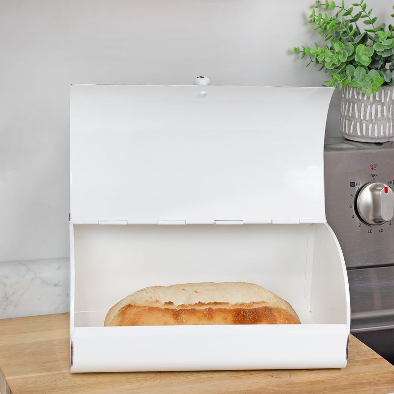 AuldHome Design Enamelware Bread Box; Modern Farmhouse Rustic Enamel Countertop Bread Bin, 2 of 9
