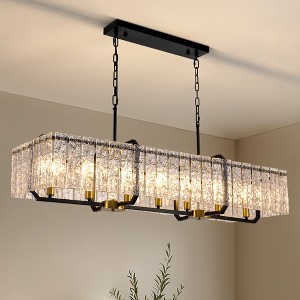 Ludomide 7- Lights Modern Rectangle Black and Gold Dining Room Chandelier, Pendant Light Fixture for Kitchen Island-L47 in. - 1 of 4