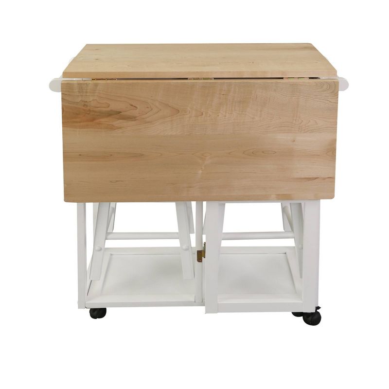 Square Hardwood Drop Leaf Table Top Breakfast Cart Natural/White - Flora Home, 6 of 20