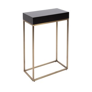 Kate and Laurel Karlsen Wood and Metal Slim Side Table, 16x8x24, Gold and Black - 1 of 4