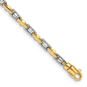 Black Bow Jewelry 3.5mm 14K Two Tone Gold Fancy 3D Anchor Chain Bracelet - 1 of 3