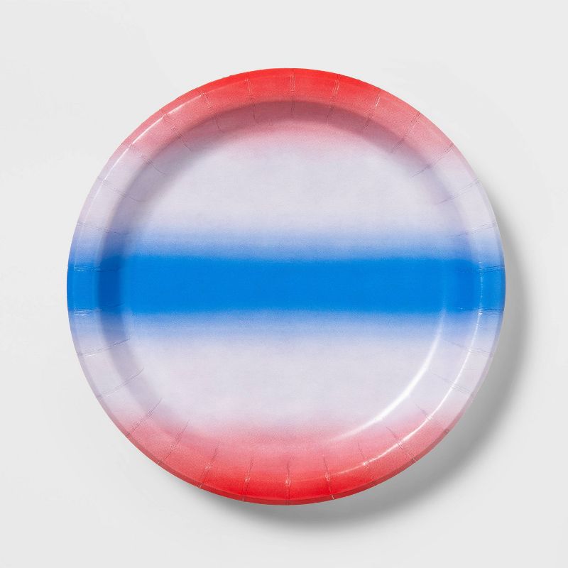 20ct 8.5&#34; Paper Dinner Plate Ombre Red White &#38; Blue - Sun Squad&#8482;, 1 of 4