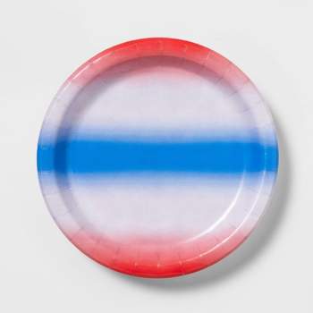 20ct 8.5" Paper Dinner Plate Ombre Red White & Blue - Sun Squad™