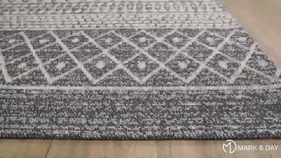 Aigle Charcoal and White Geometric Wool Cotton Area Rug 2' x 3'